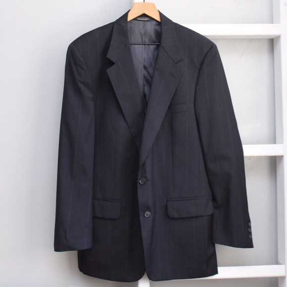 Christian Dior Monsieur Vintage Navy Blue Striped Wool Men's Suit Pants - Picture 1 of 11